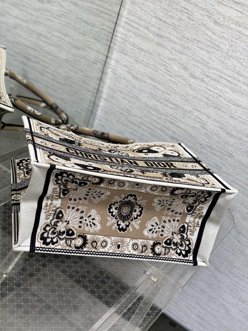 Dior M1296 Book Tote Medium Blue and White Butterfly Bandana Embroidery M100 - Default Title - View 7