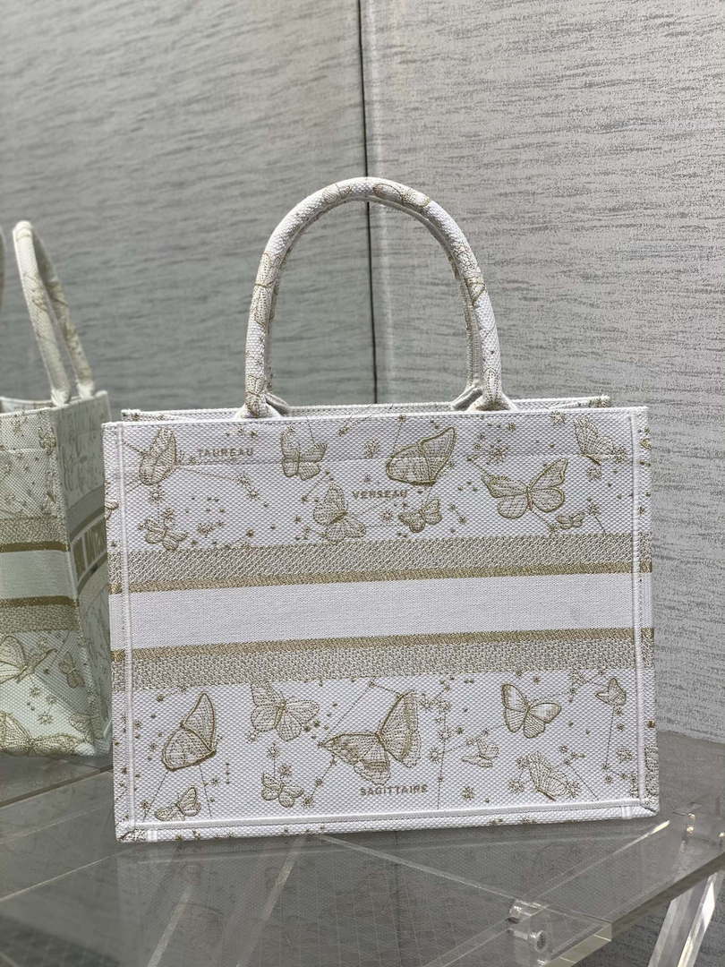 Dior M1296 Book Tote Medium Blue and White Butterfly Bandana Embroidery M103