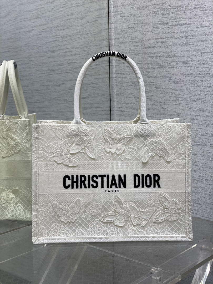 Dior M1296 Book Tote Medium Blue and White Butterfly Bandana Embroidery M104