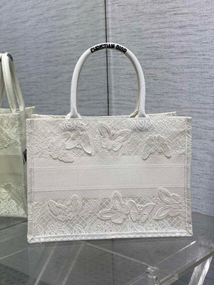 Dior M1296 Book Tote Medium Blue and White Butterfly Bandana Embroidery M104 - Default Title - View 4