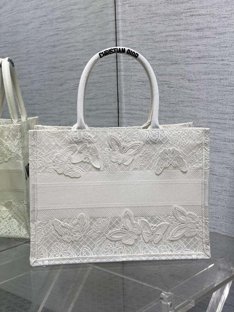 Dior M1296 Book Tote Medium Blue and White Butterfly Bandana Embroidery M104 - Default Title - View 4