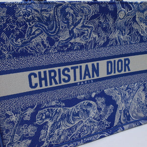 Dior M1296 Book Tote Medium Neon Blue Toile de Jouy Reverse Embroidery - Default Title - View 2
