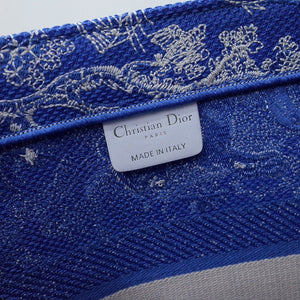 Dior M1296 Book Tote Medium Neon Blue Toile de Jouy Reverse Embroidery - Default Title - View 7