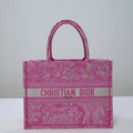Dior M1296 Book Tote Medium Neon pink Toile de Jouy Reverse Embroidery - Default Title - View 1