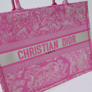 Dior M1296 Book Tote Medium Neon pink Toile de Jouy Reverse Embroidery - Default Title - View 2