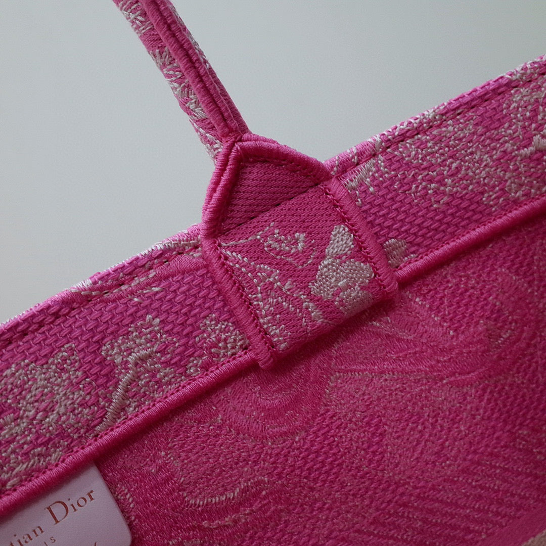 Dior M1296 Book Tote Medium Neon pink Toile de Jouy Reverse Embroidery - Default Title - View 8