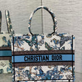 Dior M1296 Book Tote Medium White with Blue  Butterfly Bandana Embroidery M104 - Default Title - View 1