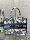 Dior M1296 Book Tote Medium White with Blue  Butterfly Bandana Embroidery M104