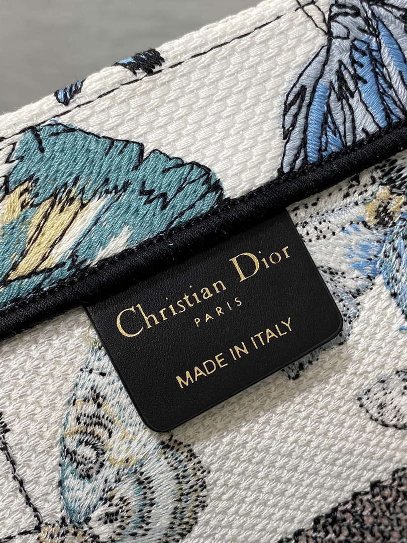 Dior M1296 Book Tote Medium White with Blue  Butterfly Bandana Embroidery M104