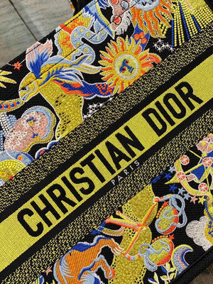 Dior M1296 Medium Book Tote Black Multicolor Zodiac Fantastico Embroidery - Default Title - View 2