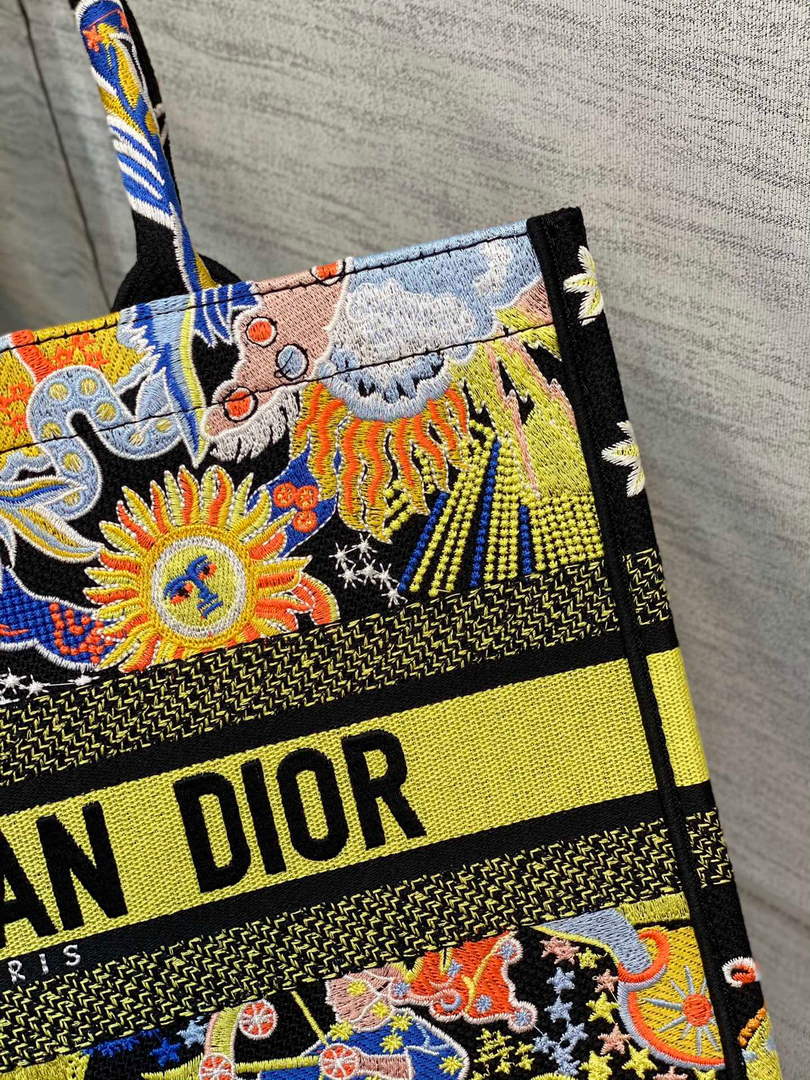 Dior M1296 Medium Book Tote Black Multicolor Zodiac Fantastico Embroidery - Default Title - View 3