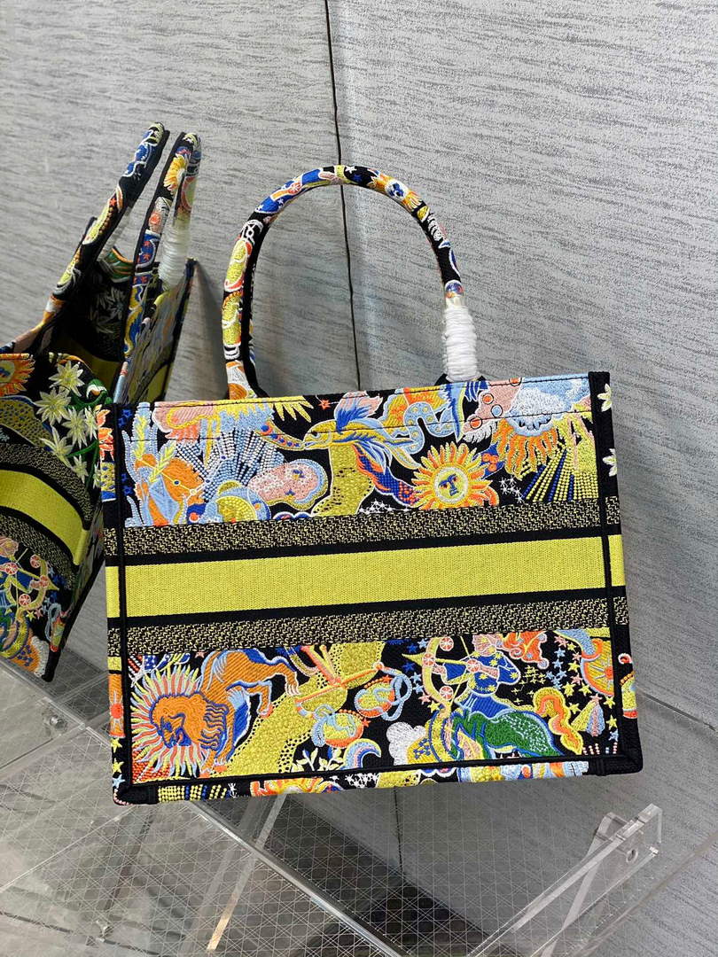 Dior M1296 Medium Book Tote Black Multicolor Zodiac Fantastico Embroidery - Default Title - View 4
