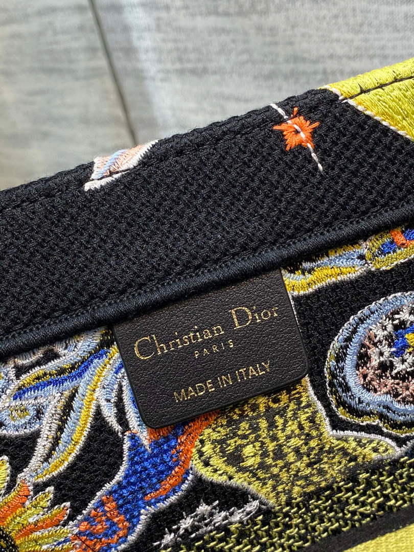 Dior M1296 Medium Book Tote Black Multicolor Zodiac Fantastico Embroidery - Default Title - View 9