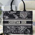 Dior M1296 Medium Book Tote Black Toile de Jouy Zodiac latte embroidery - Default Title - View 1