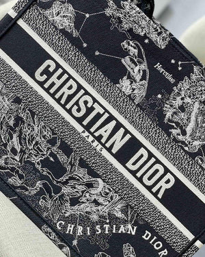 Dior M1296 Medium Book Tote Black Toile de Jouy Zodiac latte embroidery - Default Title - View 3