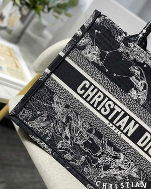 Dior M1296 Medium Book Tote Black Toile de Jouy Zodiac latte embroidery - Default Title - View 5