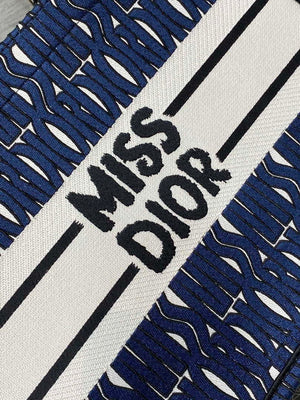 Dior M1296 Medium Book Tote Blue and Black Miss Dior Allover Embroidery M9639 - Default Title - View 2