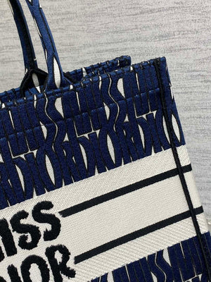 Dior M1296 Medium Book Tote Blue and Black Miss Dior Allover Embroidery M9639 - Default Title - View 3