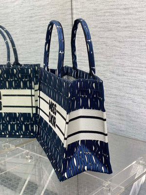 Dior M1296 Medium Book Tote Blue and Black Miss Dior Allover Embroidery M9639 - Default Title - View 6