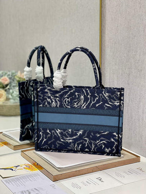 Dior M1296 Medium Book Tote Blue Roses embroidery - Default Title - View 7