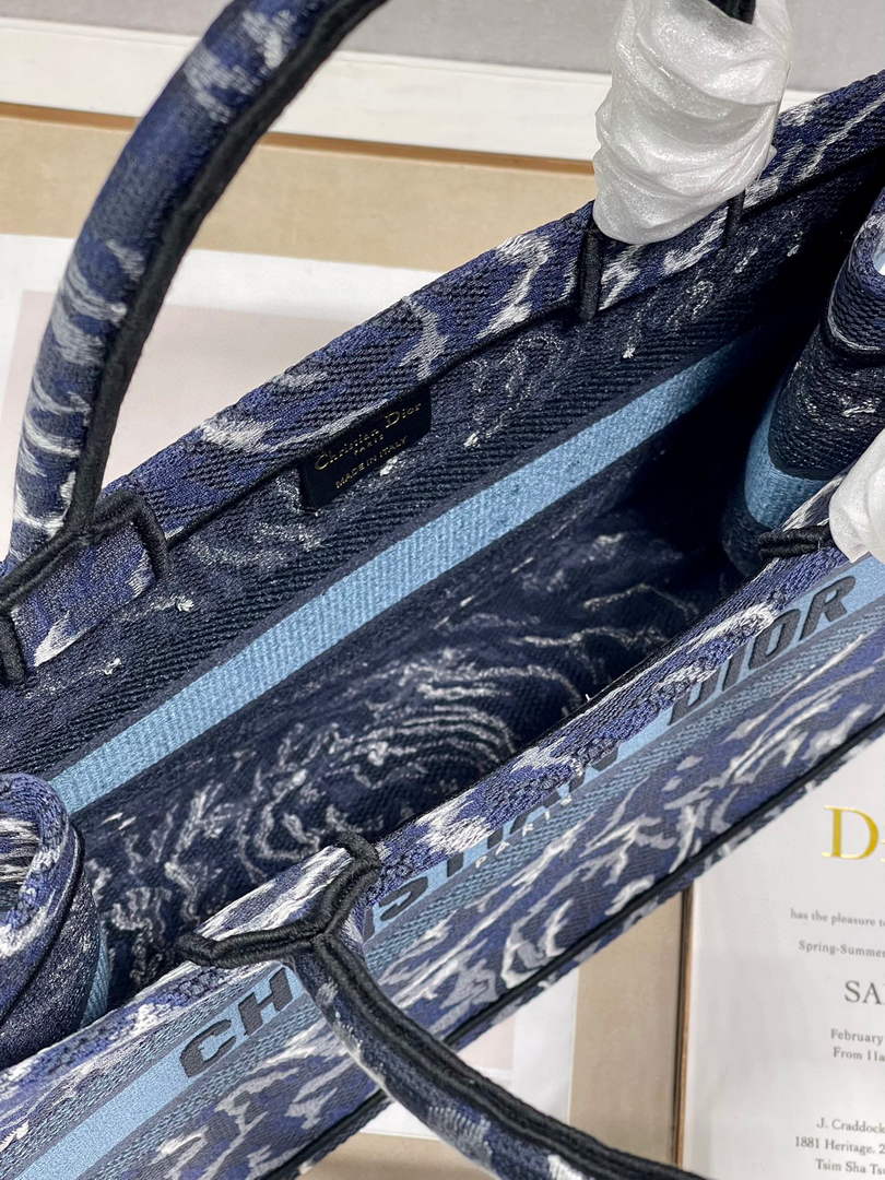 Dior M1296 Medium Book Tote Blue Roses embroidery - Default Title - View 8