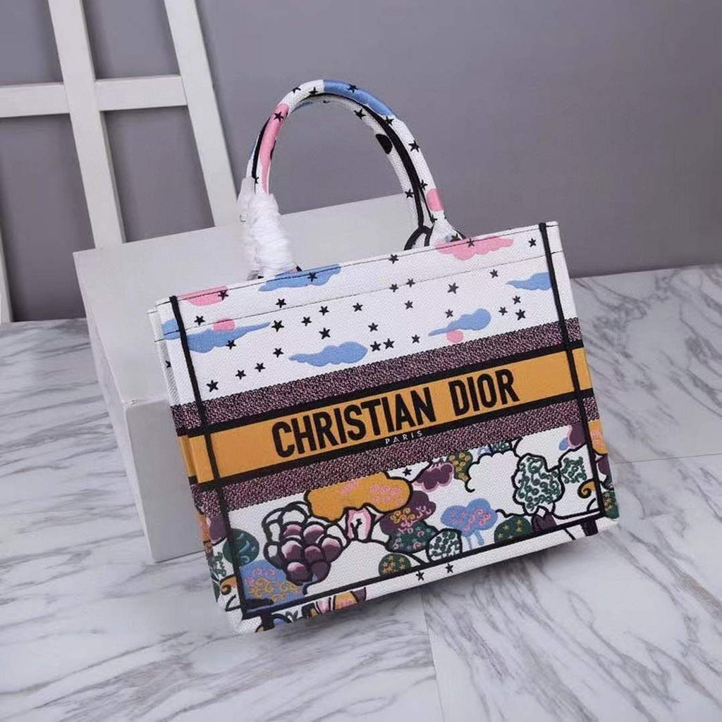 Dior Medium Book Tote Latte Dior Ciel de R¨ºve Embroidery M1296