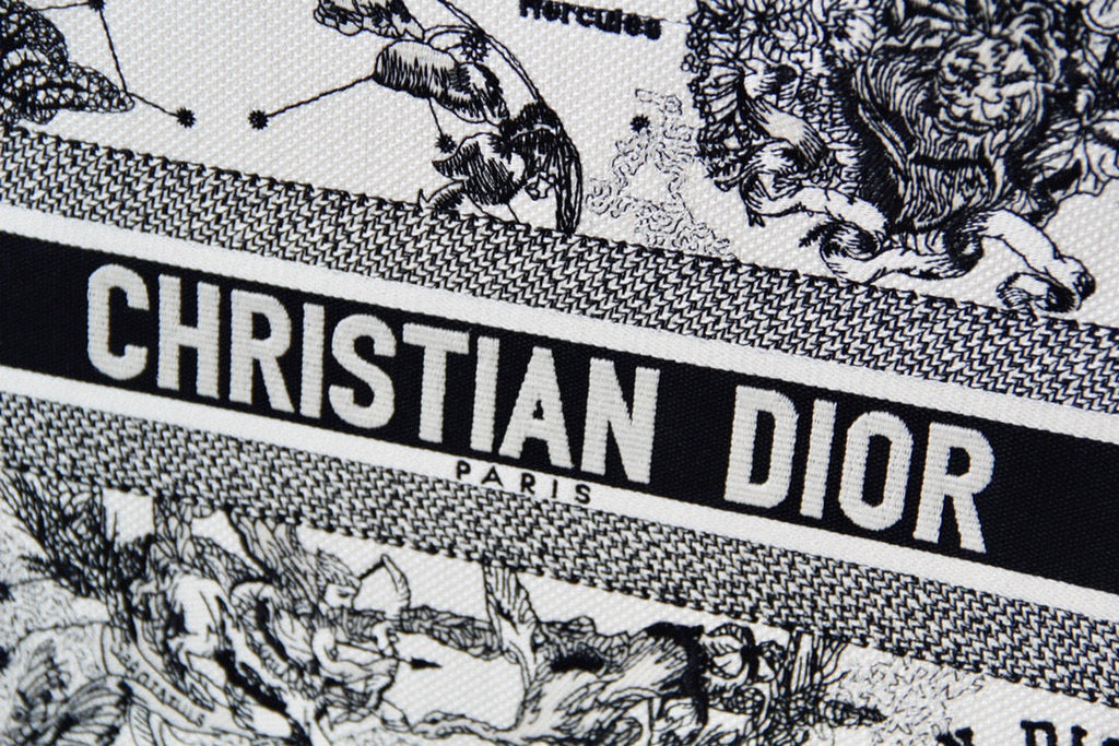 Dior M1296 Medium Book Tote Toile de Jouy Zodiac latte embroidery