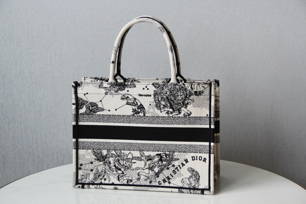 Dior M1296 Medium Book Tote Toile de Jouy Zodiac latte embroidery