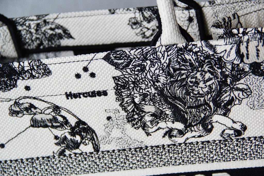 Dior M1296 Medium Book Tote Toile de Jouy Zodiac latte embroidery