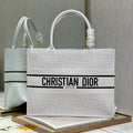 Dior M1296 Medium Book Tote White Perforated and Embossed Oblique Calfskin - Default Title - View 1