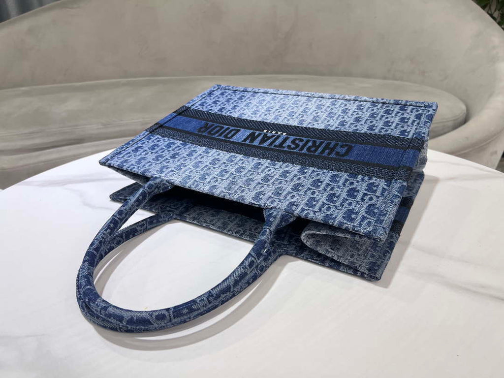 Dior M1296 Medium Dior Book Tote Blue Denim Dior Oblique Jacquard M2014