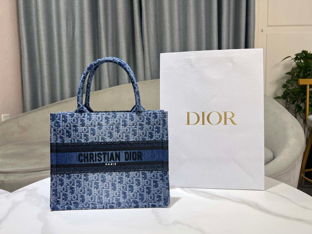 Dior M1296 Medium Dior Book Tote Blue Denim Dior Oblique Jacquard M2014