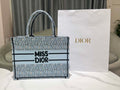 Dior M1296 Medium Dior Book Tote Pale Blue and Black Miss Dior Allover