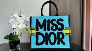 Dior M1296 Medium Dior Book Tote Two-Tone Green and Blue Miss Dior Graffiti - Default Title - View 5