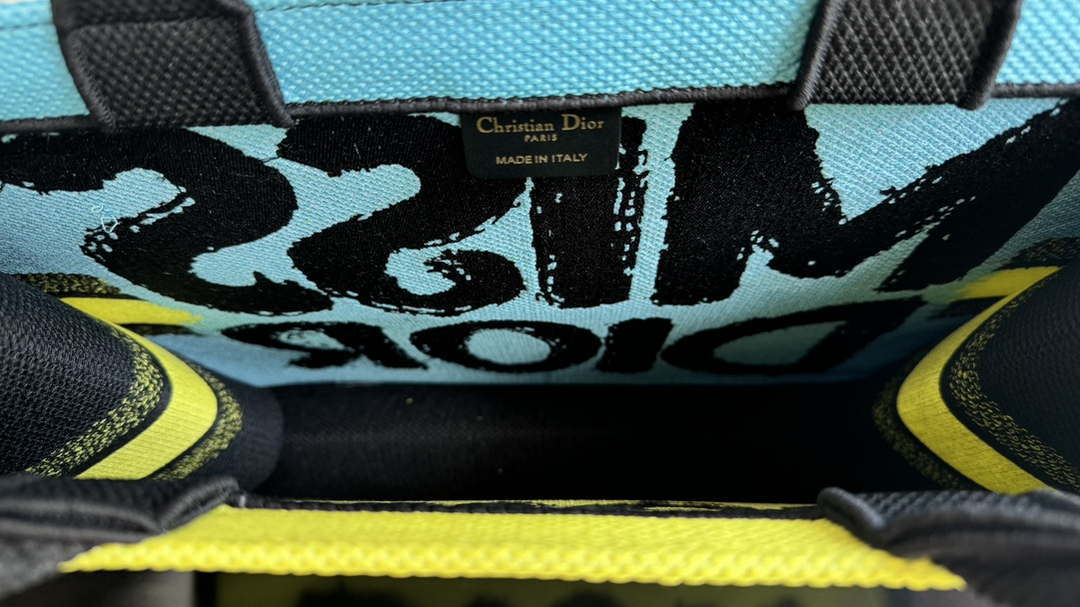 Dior M1296 Medium Dior Book Tote Two-Tone Green and Blue Miss Dior Graffiti