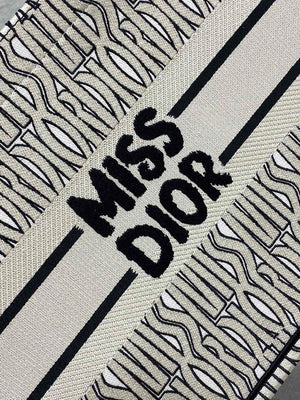 Dior M1296 Medium Dior Book Tote White and Black Miss Dior Allover Embroidery - Default Title - View 2