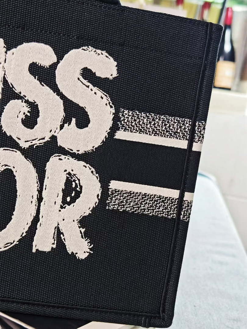 Dior M1296 Medium Dior Book Tote White and Black Miss Dior Graffiti Embroidery