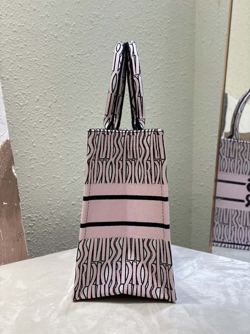 Dior M1296 Medium Dior Book Tote White and Pale Pink Miss Dior Allover