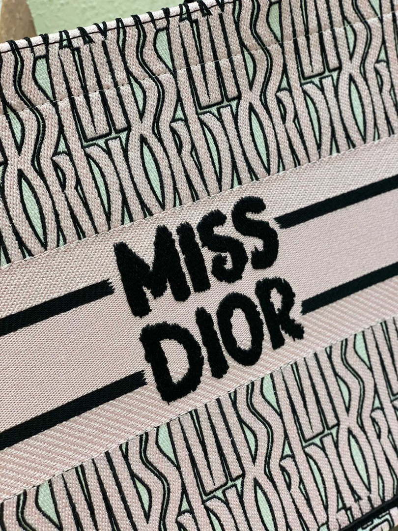 Dior M1296 Medium Dior Book Tote White and Pale Pink Miss Dior Allover