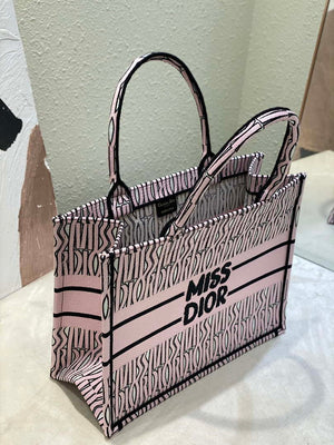 Dior M1296 Medium Dior Book Tote White and Pale Pink Miss Dior Allover - Default Title - View 8