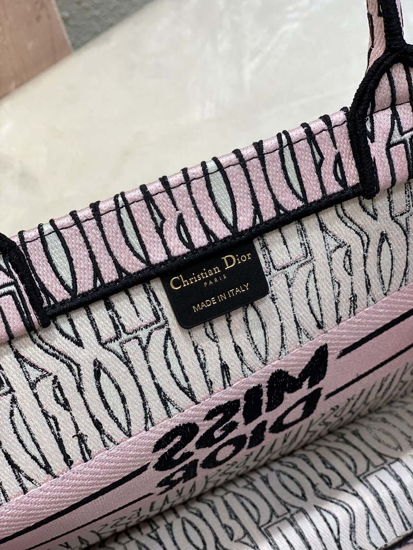 Dior M1296 Medium Dior Book Tote White and Pale Pink Miss Dior Allover