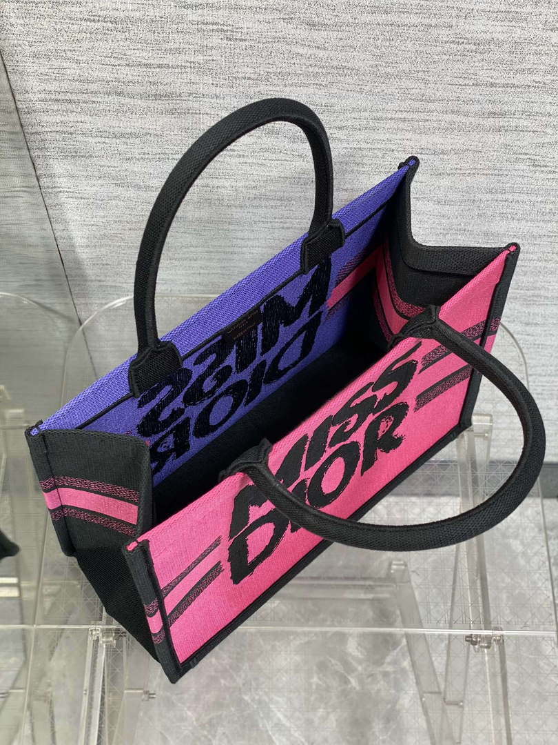 Dior M1296 Medium Dior Book Two-Tone Fuchsia and Purple Miss Dior Graffiti