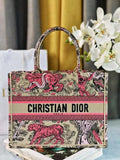 Dior M1296 Medium Dioriviera Book Tote Raffia with Candy Pink Toile de Jouy Sauvage M0100