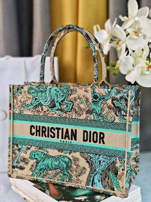 Dior M1296 Medium Dioriviera Book Tote Raffia Toile de Jouy Sauvage M0101 - Default Title - View 2