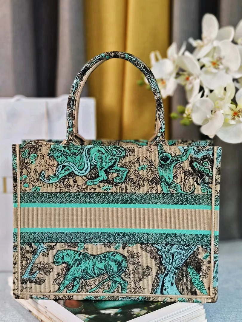Dior M1296 Medium Dioriviera Book Tote Raffia Toile de Jouy Sauvage M0101