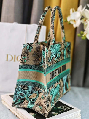 Dior M1296 Medium Dioriviera Book Tote Raffia Toile de Jouy Sauvage M0101 - Default Title - View 7