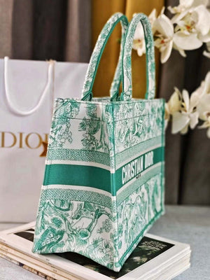 Dior M1296 Medium Dioriviera Book Tote Raffia Toile de Jouy Sauvage M0104 - Default Title - View 7