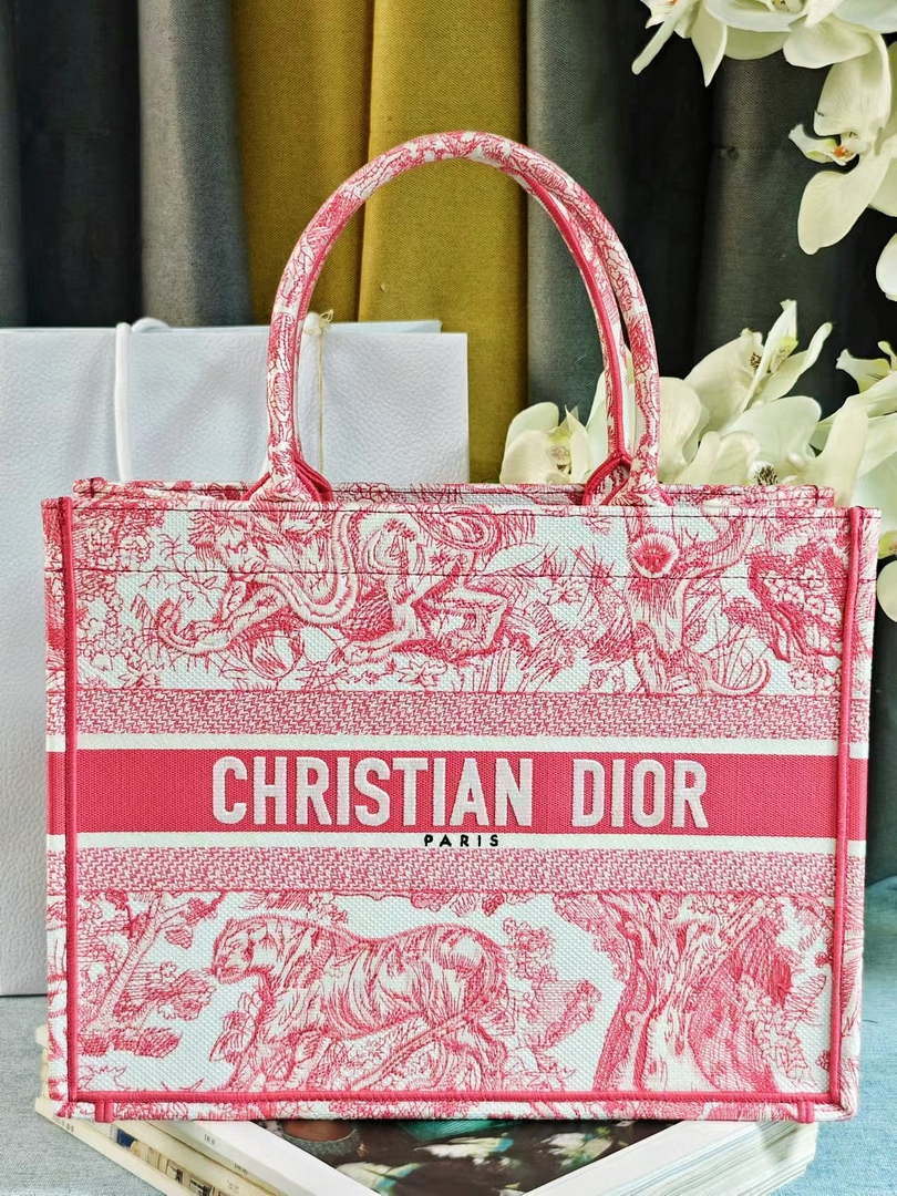 Dior M1296 Medium Dioriviera Book Tote Raffia Toile de Jouy Sauvage M0105