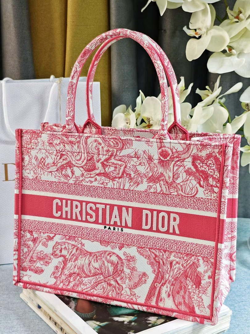 Dior M1296 Medium Dioriviera Book Tote Raffia Toile de Jouy Sauvage M0105