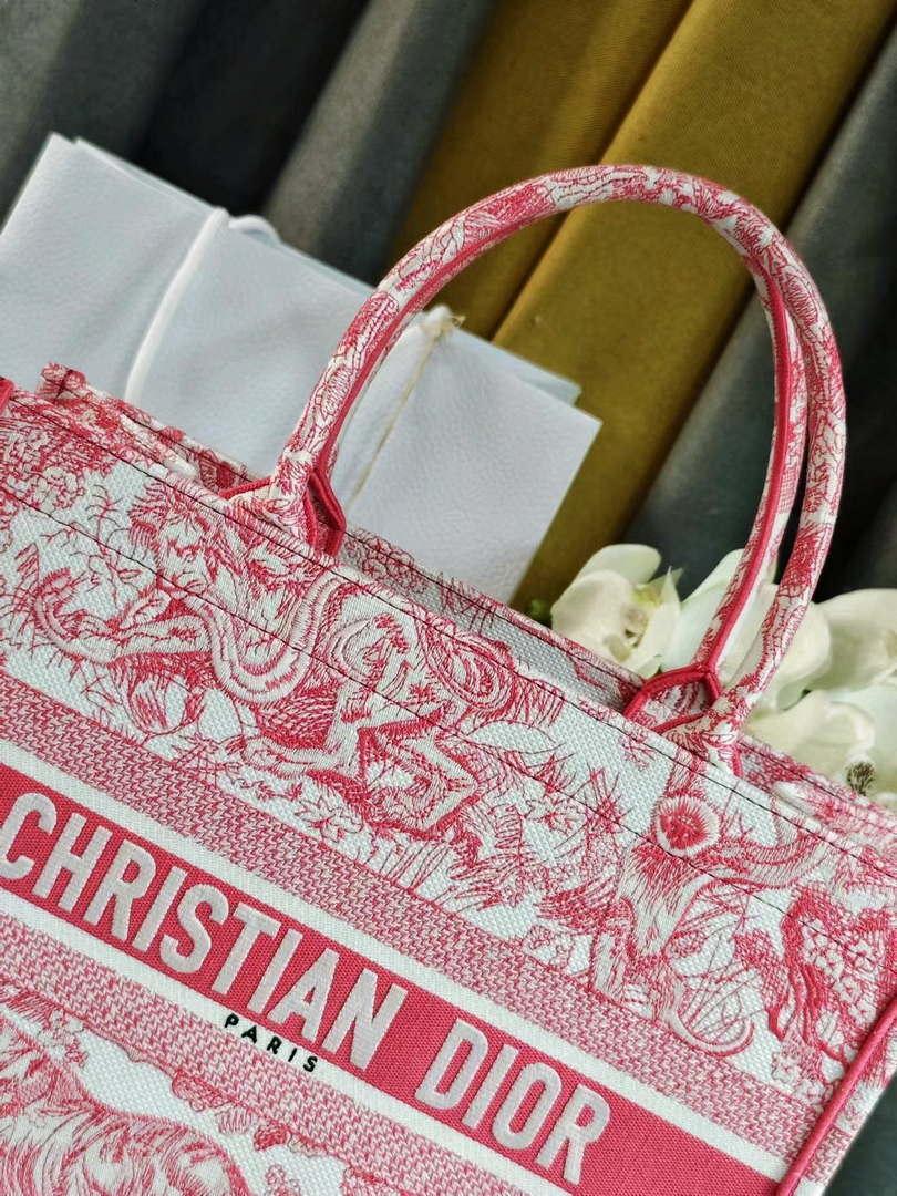 Dior M1296 Medium Dioriviera Book Tote Raffia Toile de Jouy Sauvage M0105